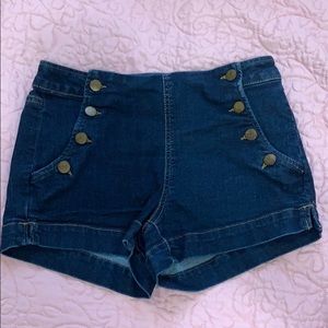 Blue spice jean shorts